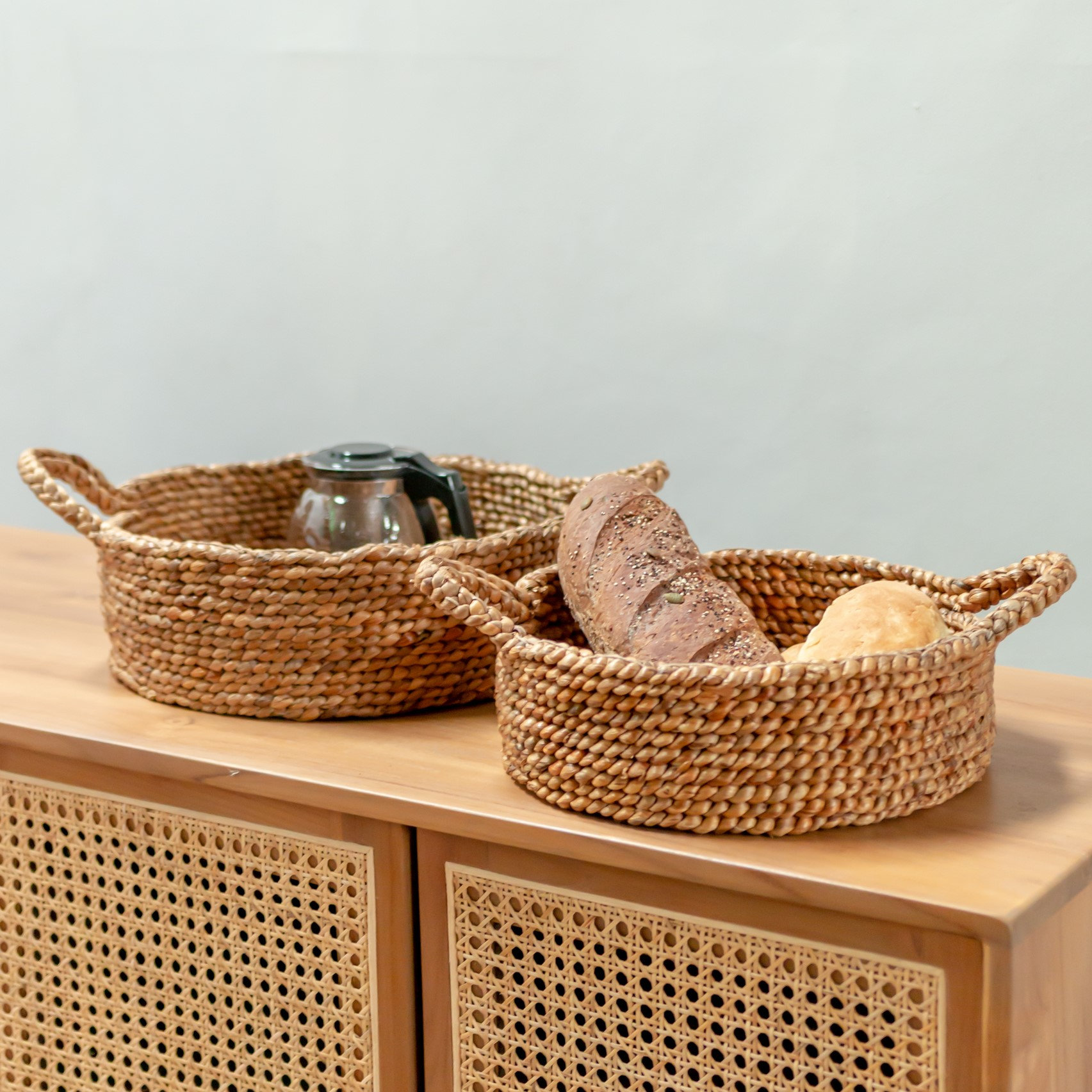 Khay Mây Đan Có Quai Handmade