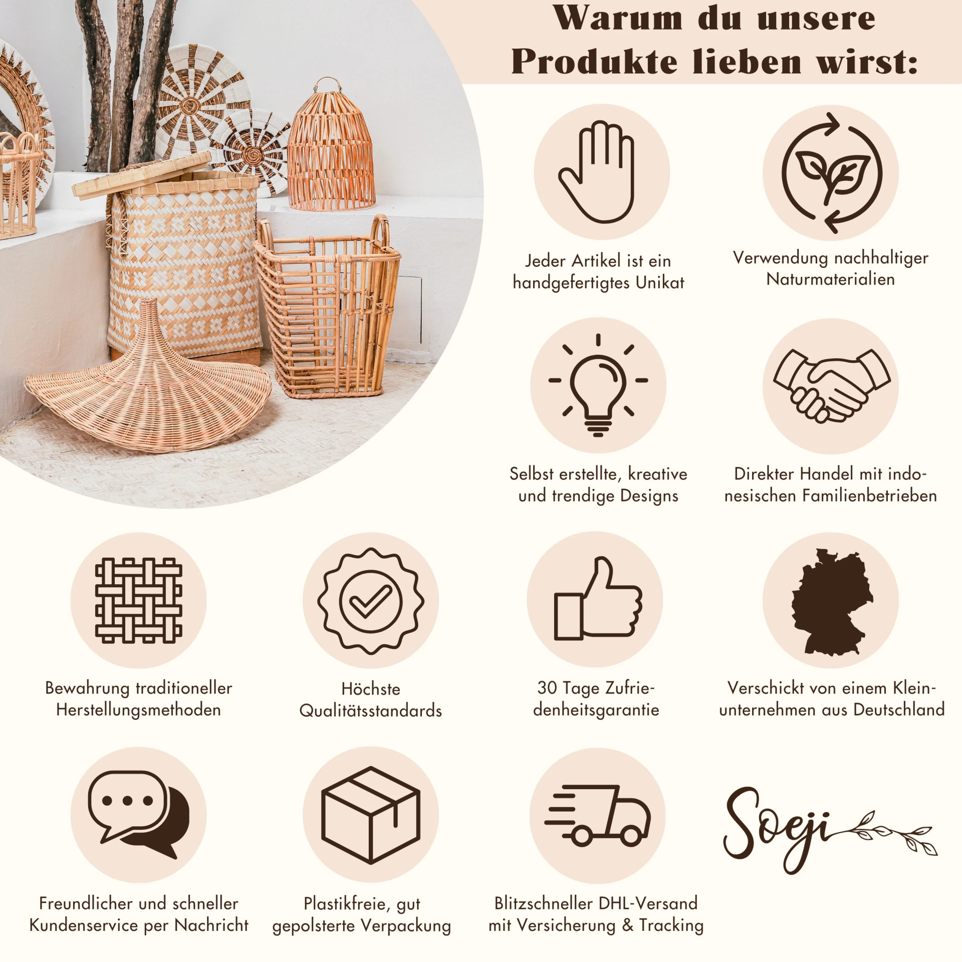 Khay Mây Đan Có Quai Handmade