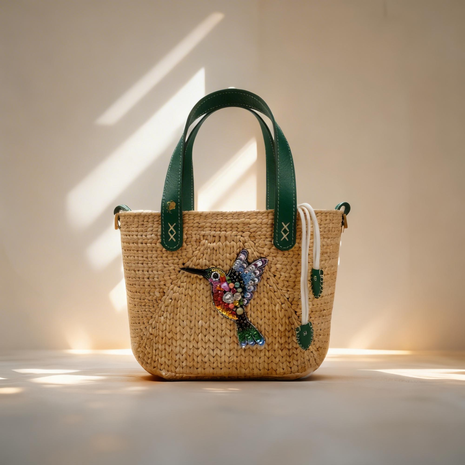 Túi Cói Handmade Đính Hình Hươu