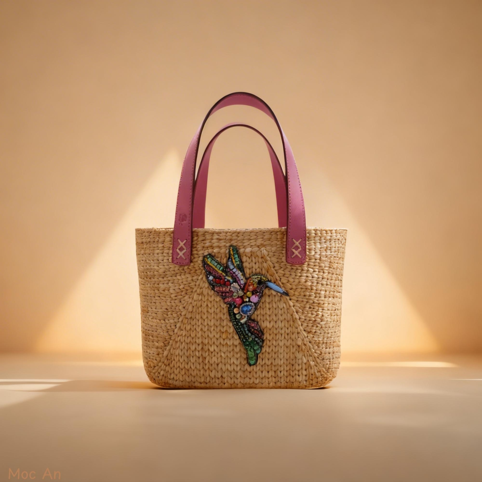 Túi Cói Handmade Đính Hình Hươu